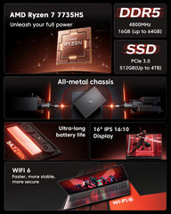 ACEMAGIC S16 AMD Ryzen 7 7735HS Laptop