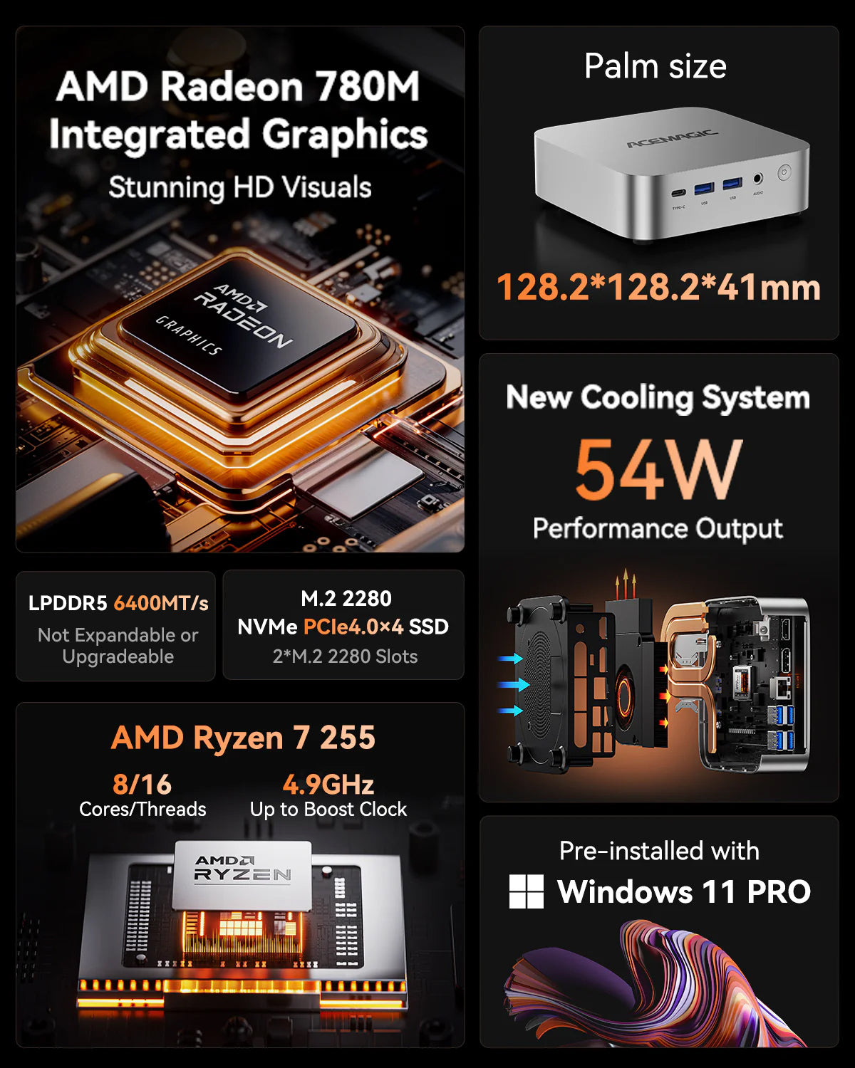 ACEMAGIC W1 AMD Ryzen 7 H255 Mini PC