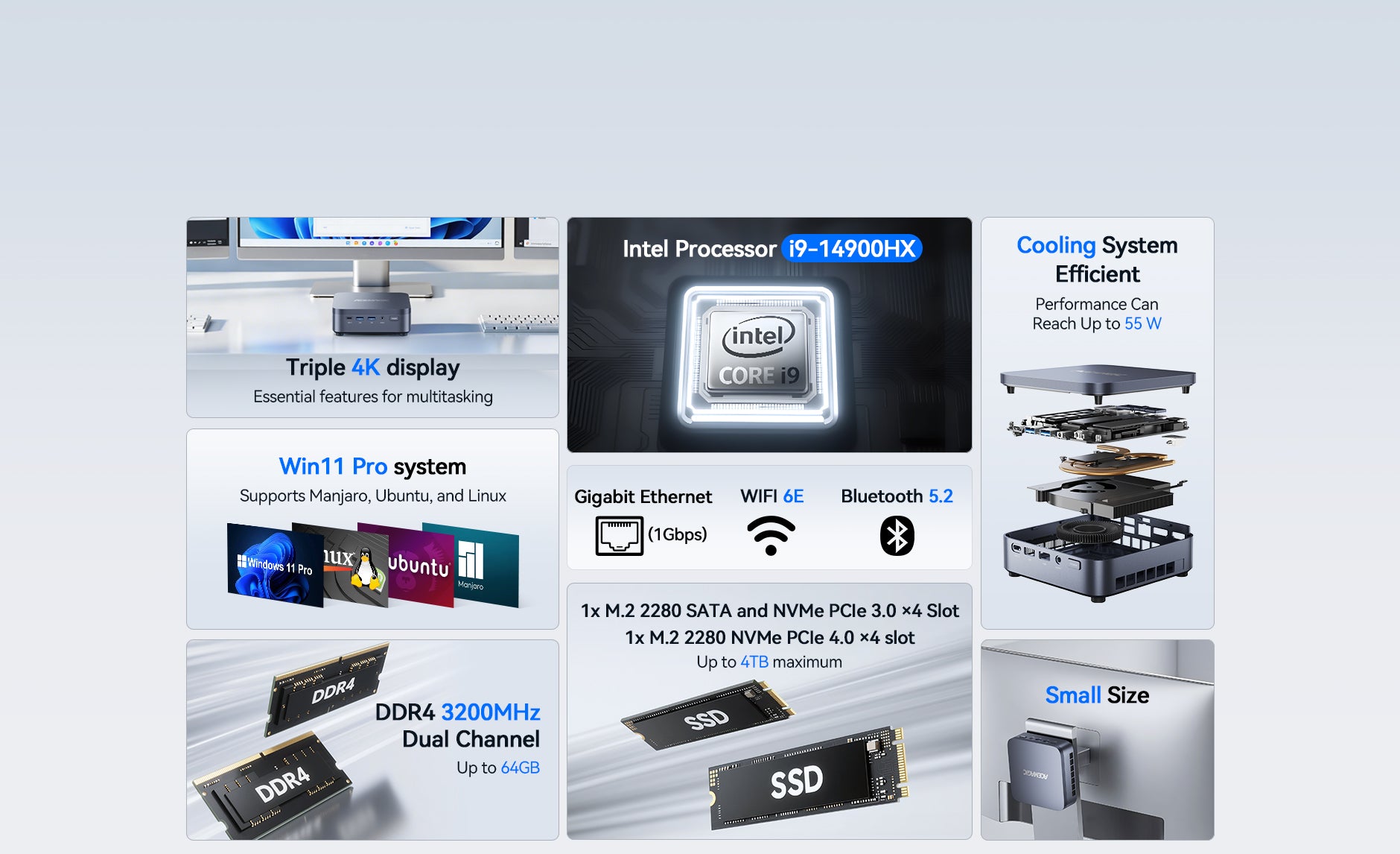 ACEMAGIC Matrix Mini M5 i9-14900HX/Intel I7-14650HX/I5-14500HX Mini PC ...